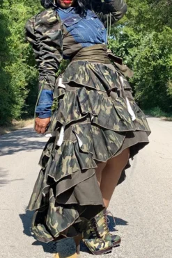 Camouflage Patchwork Denim Cool Single Breasted Coat 7 Camouflage Patchwork Denim Cool Single Breasted Coat -Prettytina CP2309013 CF 3