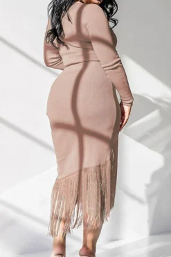 Tassels Chic Irregular Midi Dress -Prettytina H20081410 10