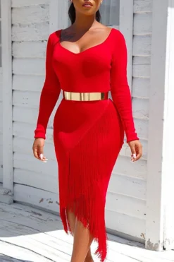 Tassels Chic Irregular Midi Dress -Prettytina H20081410 12