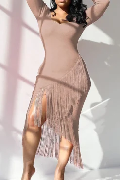 Tassels Chic Irregular Midi Dress -Prettytina H20081410 9