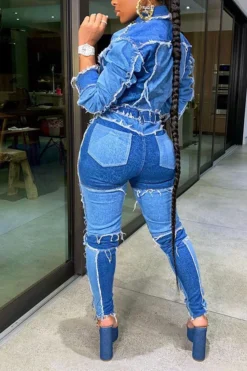 Color Block Tassels Chic Midriff-Baring Pants Suit -Prettytina H20091533 2