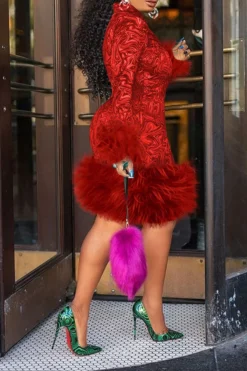 Wave Print Feminine Fluffy Mini Dress -Prettytina H20102220 5