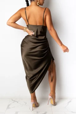 Solid Color Striking Lace-Up Midi Dress -Prettytina H20112024 3 8c984faf 8e0d 4007 9778 f9b54de347f1