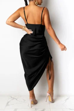 Solid Color Striking Lace-Up Midi Dress -Prettytina H20112024 5 4084f91e 8343 4acd 86bf 6c6c8d51a46a