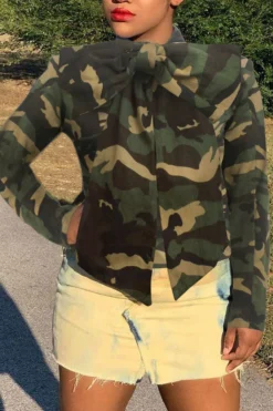 Solid Color Pussy Bow Sweet Denim Blouse 6 Solid Color Pussy Bow Sweet Denim Blouse -Prettytina H20112312 2