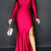 Solid Color Glamorous Splited Maxi Dress
