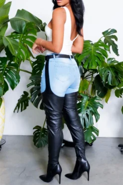 Solid Color Stylish High Heel Boots With Belt -Prettytina H21011102 5