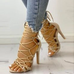 Solid Color Chic Lace-Up Knotted Stiletto Sandals 16 Solid Color Chic Lace-Up Knotted Stiletto Sandals -Prettytina H21040120 4 acbd6541 b668 4fb0 b889 ab091eb1f312