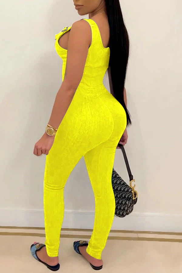 Solid Color Chic Zip Through Suspenders Jumpsuit 6 Solid Color Chic Zip Through Suspenders Jumpsuit - Image 6