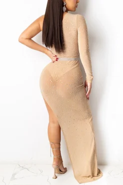 Mesh Patchwork Rhinestones Glamorous Slash Neck Maxi Dress -Prettytina H21042602 2 a3661039 9aff 4fb3 b30c 6d6212944a57