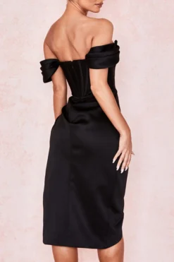Solid Color Off Shoulder Feminine High Split Midi Dress 27 Solid Color Off Shoulder Feminine High Split Midi Dress -Prettytina H21051145 12