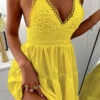 Solid Color Embroidery Sweet Mini Dress