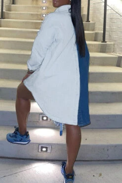 Color Block Lapel Boyish High Low Denim Midi Dress 7 Color Block Lapel Boyish High Low Denim Midi Dress -Prettytina H21062113 3 63b843a0 1119 4d45 8dc1 4dd56ead5147