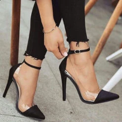Solid Color Pointed Toe Stylish Buckled Stiletto Heels -Prettytina H21062955 2