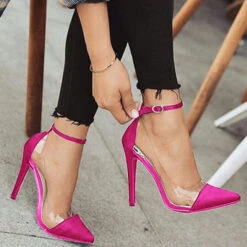 Solid Color Pointed Toe Stylish Buckled Stiletto Heels -Prettytina H21062955 3