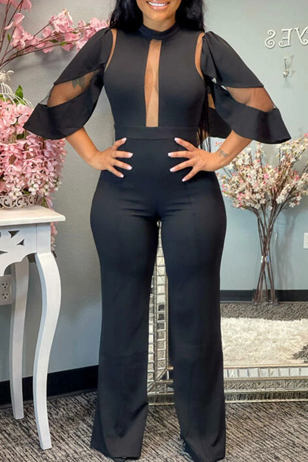 (Clearance) Mesh Patchwork Glamorous Jumpsuit 1 (Clearance) Mesh Patchwork Glamorous Jumpsuit