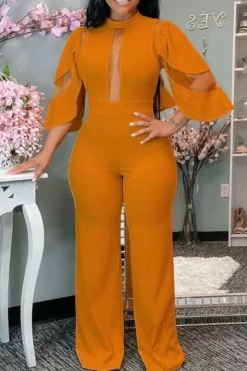 Mesh Patchwork Glamorous Jumpsuit -Prettytina H21071612 OR 1