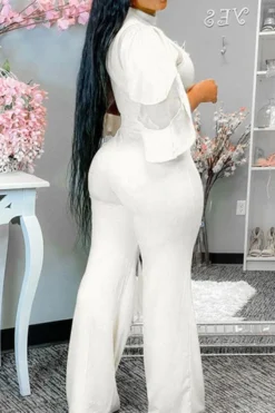 Mesh Patchwork Glamorous Jumpsuit -Prettytina H21071612 WH 3