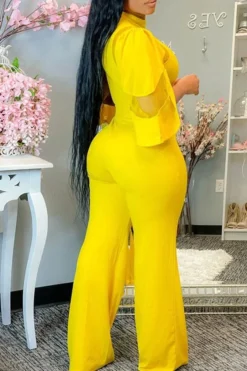 Mesh Patchwork Glamorous Jumpsuit -Prettytina H21071612 YE 3