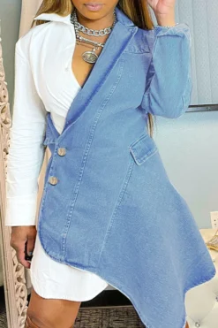 Patchwork Unique Irregular Denim Midi Dress -Prettytina H21071935 WH 2 3d834b93 871e 4ce6 820e eb989ee5388e