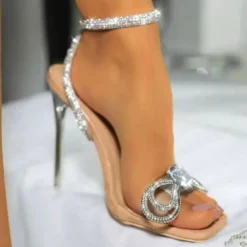 Crystal Clear Butterfly Pretty Square Toe Stiletto Sandals -Prettytina H21072805 AP 3 23b1e15b d20e 410b bb45 73e9c8972cbb