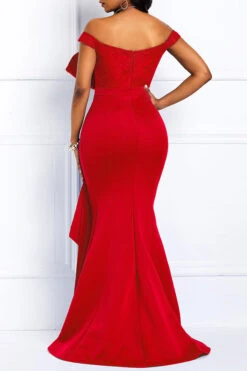 Lace Patchwork Elegant Faux Pearl Layered Ruffles Maxi Dress -Prettytina H21081327 RE 4