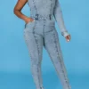 Denim One Shoulder Modern Jumpsuit