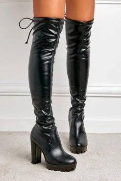 Solid Color On-trend Block Platform Boots -Prettytina H21090815 BK 3 ea37b11d ba83 4a30 b60b 464c3c2af9ec