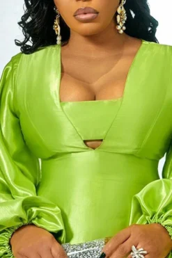 Green Bright High Split Maxi Dress -Prettytina H21091721 GR 3