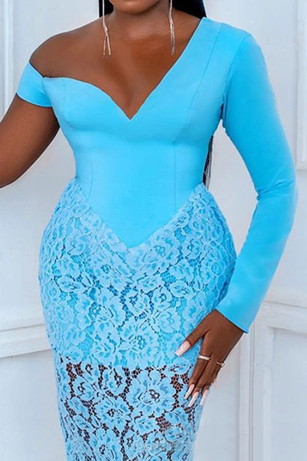 Lace Patchwork Unique Asymmetric Maxi Dress 2 Lace Patchwork Unique Asymmetric Maxi Dress - Image 2