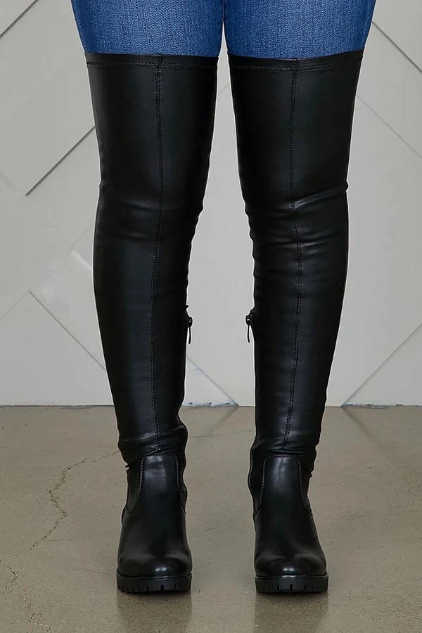Black On-trend Zipper Block Boots 2 Black On-trend Zipper Block Boots - Image 2