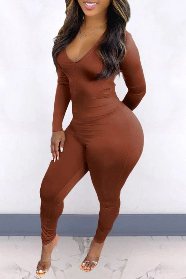 Solid Color Elegant Back Drawstring Jumpsuit 2 Solid Color Elegant Back Drawstring Jumpsuit - Image 2