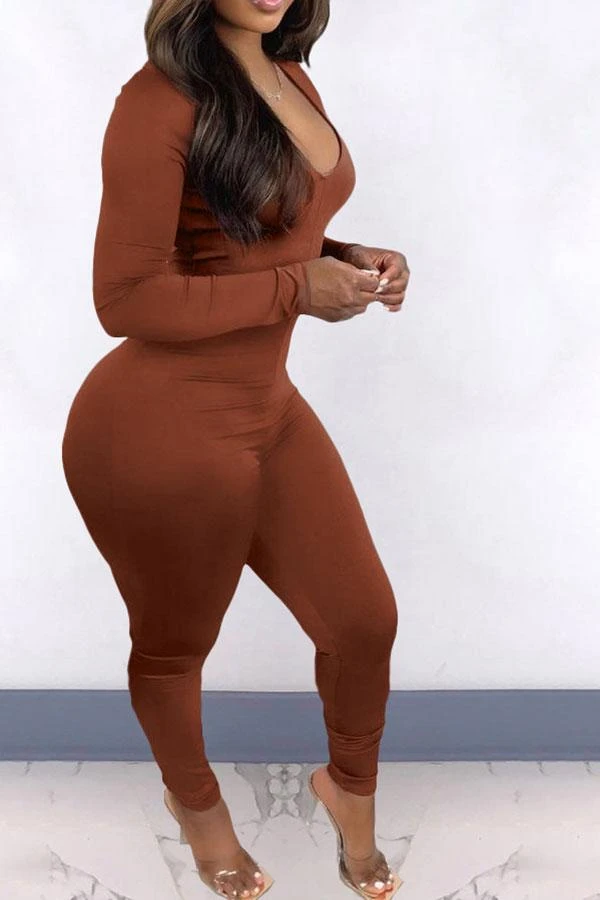 Solid Color Elegant Back Drawstring Jumpsuit 3 Solid Color Elegant Back Drawstring Jumpsuit - Image 3