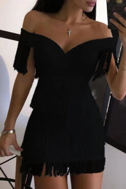 Solid Color Off Shoulder Sweet Layered Tassels Mini Dress 7 Solid Color Off Shoulder Sweet Layered Tassels Mini Dress -Prettytina H21101428 BK 1 60f53387 6bf7 41ff b58b b7145263e2da