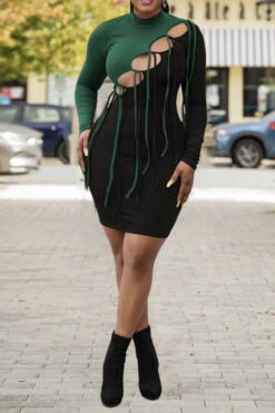 Color Block Unique Cutout Lace-Up Bodycon Mini Dress -Prettytina H21101431 GR 1 4d0bdaee 86c1 48f5 a042 7a8898c93fd4