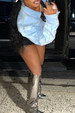 Blue Lapel Chic Denim Jacket -Prettytina H21101931 BL 3