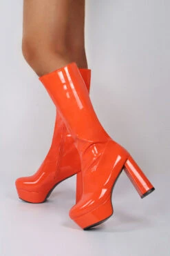 Solid Color Whimsical Zipper Block Platform Boots -Prettytina H21102005 OR 2 d223c4af 96df 4340 beba c016b769f51e