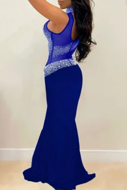 Rhinestone Mesh Patchwork Striking Maxi Dress -Prettytina H21102542 BL 2