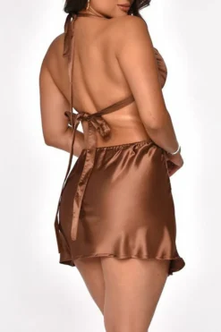 Halter Collar Cutout Romantic Backless Mini Dress -Prettytina H21110838 BR 4