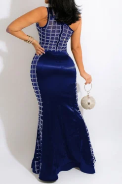 Rhinestone Patchwork One Shoulder Luxe Fishtail Maxi Dress -Prettytina H21111223 BL 2 fbd60f55 0942 4556 accd e23dfc68863d