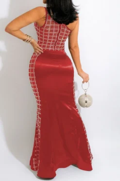 Rhinestone Patchwork One Shoulder Luxe Fishtail Maxi Dress -Prettytina H21111223 RE 2 e837ea2d ba97 4170 b449 97b95fe34cae