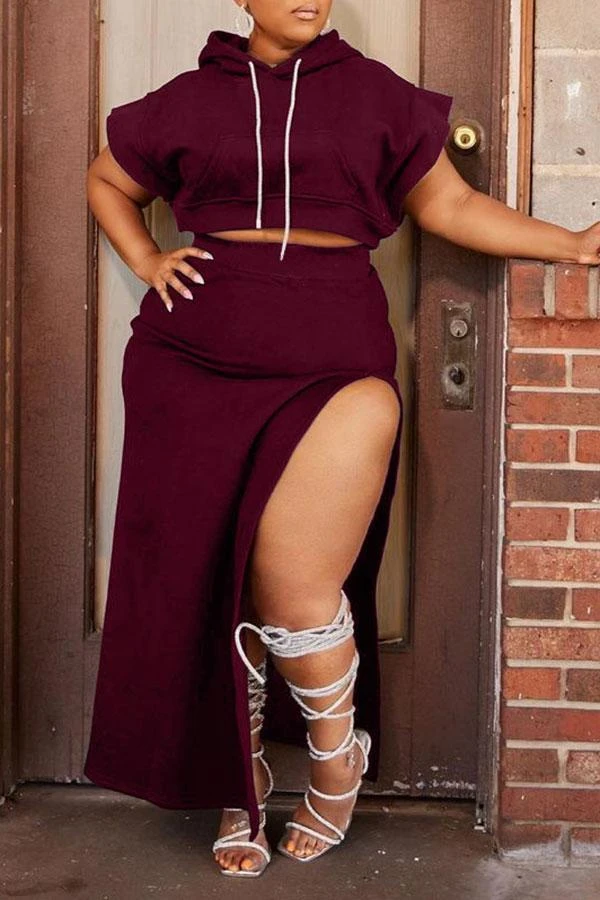 Solid Color Unusual High Split Hooded Dress Suit 8 Solid Color Unusual High Split Hooded Dress Suit - Image 8