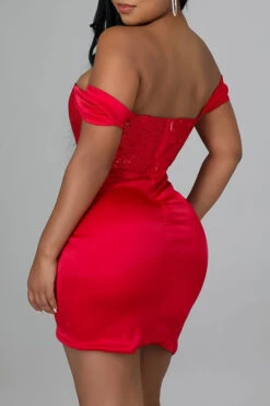 Sequined Bandeau Glamorous Wrap Ruched Mini Dress -Prettytina H21120111 RE 4