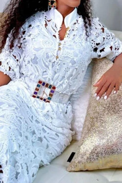 Floral Lace Cutout Feminine Maxi Dress With Belt -Prettytina H21122024 WH 5 23bcffd3 18ee 4e28 9d90 1fc7b6099cf0