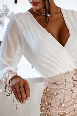 Sequined Tassels Deep V Neck Glamorous Mini Dress -Prettytina H21122401 WH 2 ac6b62b6 9904 489f bde0 f01ab83195f1