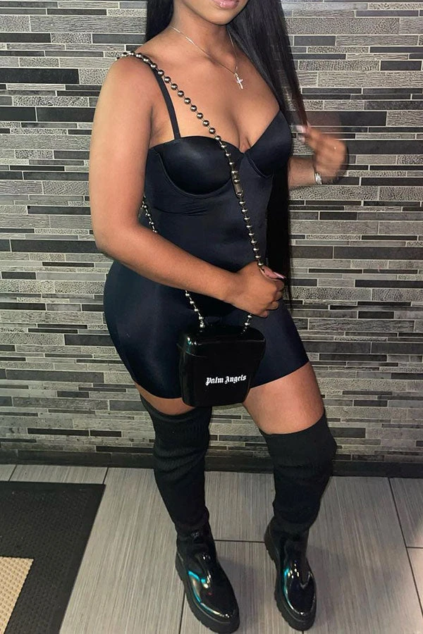 Solid Color Spaghetti Strap Simple Bodycon Romper 11 Solid Color Spaghetti Strap Simple Bodycon Romper - Image 11