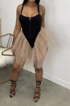 Mesh Patchwork Girly Tiered Ruffle Romper -Prettytina H22030258 BK 1 795b6a70 2d5a 466a a5d1 ae148291f1a2