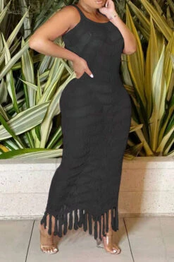 Solid Color Sophisticated Jacquard Knitted Tassels Maxi Dress Beachwear 19 Solid Color Sophisticated Jacquard Knitted Tassels Maxi Dress Beachwear -Prettytina H22030832 BK 2 d6e18afa 0591 4fe9 95b5 5b58114bc9c0