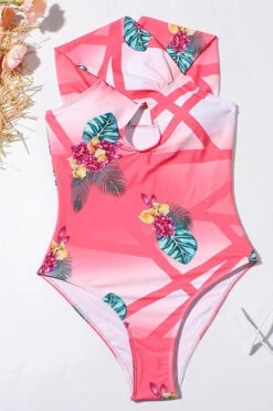 Floral Print Cross Halter Cutout Glamorous One Piece Swimwear -Prettytina H22030835 RE 2 f221e907 247b 427b 83c8 acc72cfff45f