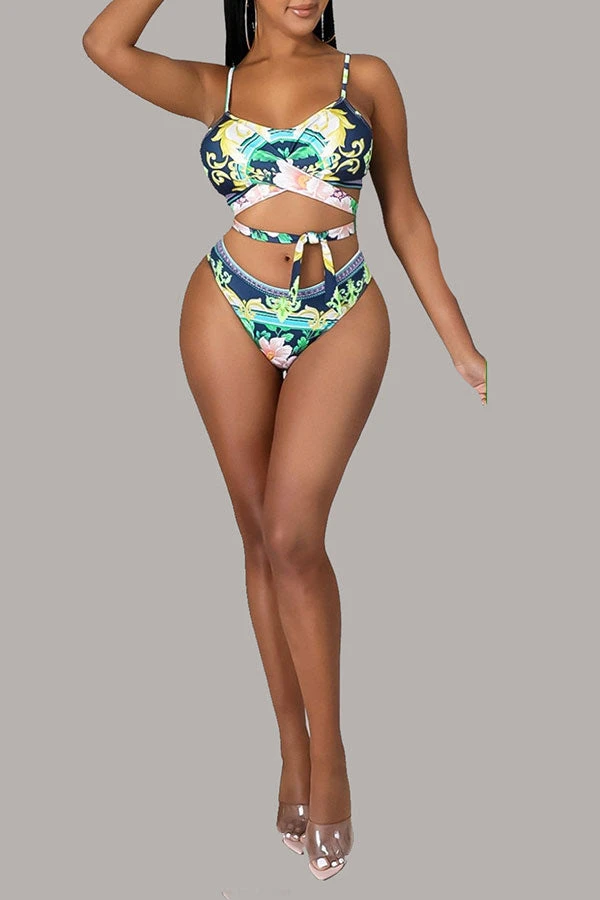 Tribal Print Retro Front Wrap Strappy Three Pieces 2 Tribal Print Retro Front Wrap Strappy Three Pieces - Image 2